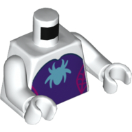 Torso Bodysuit, Dark Purple Panel with Magenta Webbing and Dark Azure Spider Logo Print, White Arms and Hands Weiß