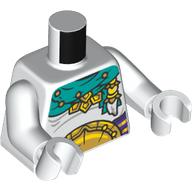 Torso, Dark Turquoise Scarf/Cloak, Dark Purple Belt, Gold Belt Buckle print, White Arms and Hands Weiß