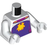 Torso, Dark Purple Chest, Yellow Ghost-Spider Logo print, White Arms and Hands White