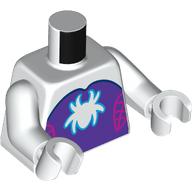 Torso Jumpsuit, Dark Purple Chest, Dark Pink Webs, White Ghost Spider Logo print, White Arms and Hands White