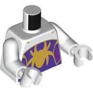 Torso, Gold Spider on Dark Purple Field, Webs print, White Arms and Hands White