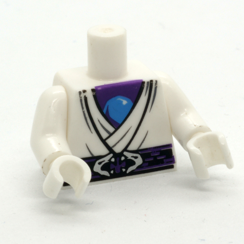 Torso Robe, Dark Purple Undershirt and Sash Belt with Snake Head Buckle Print, White Arms and Hands White