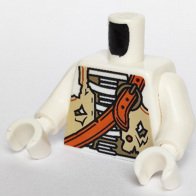 Torso Tan Vest, Dark Orange Crossbelt, Skeleton Print, White Arms, White Hands Weiß