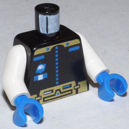 Torso Space Suit, Ice Planet Gold Print, White Arms, Blue Hands Schwarz