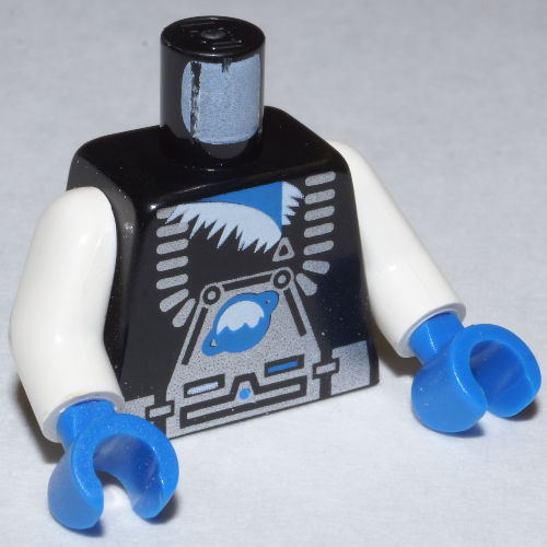 Torso Space Suit, Ice Planet Silver Print, White Arms, Blue Hands Schwarz