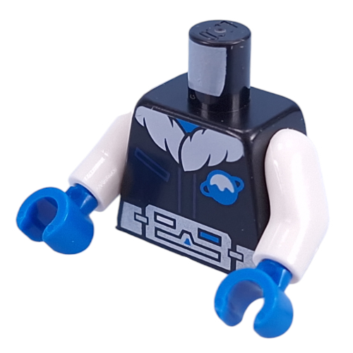 Torso Space Suit, White Fur Color, Ice Planet Logo, Silver Belt print, White Arms, Blue Hands Schwarz