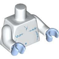 Torso Yeti Fur with Bright Light Blue Shaggy Hair Print, White Arms, Bright Light Blue Hands White