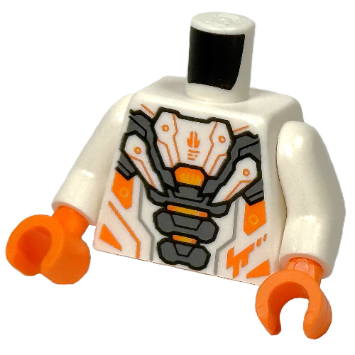 Torso Armor, Silver Panels, Orange Markings print, White Arms, Orange Hands Weiß