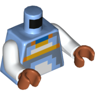 Torso Pixelated Yellow / Blue / White Shirt Print, White Arms, Dark Orange Hands Medium Blue