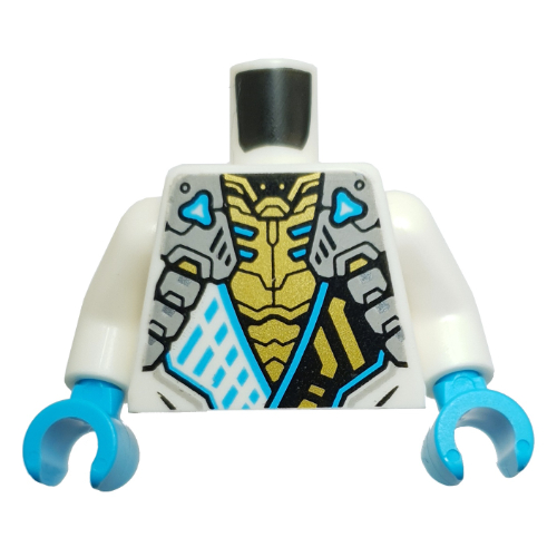 Torso Robes, Black Sash with Gold Symbol, Silver Straps, Gold Chest print, White Arms, Medium Azure Hands White