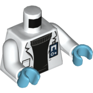 Torso Lab Coat, Black Sweater, ID Badge Print, White Arms, Medium Azure Hands Weiß