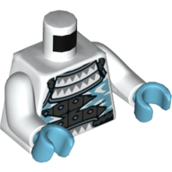 Torso Armor, Dark Bluish Gray Breastplate, Icicles Print, White Arms, Medium Azure Hands White