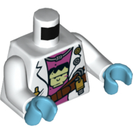 Torso Lab Coat, Reddish Brown Belt, Thumb Drive, Dark Pink Shirt with Head Print, White Arms, Medium Azure Hands White