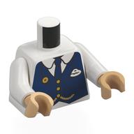 Torso, Dark Blue Jacket, Gold Buttons, Chain, White Name Badge print, White Arms, Warm Tan Hands Weiß