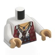 Torso Shirt, Dark Red Vest, Gold Decorations, Dark Orange Belt, White Shirt, Necklace with Keys print, White Arms, Warm Tan Hands White