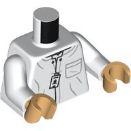 Torso, Lab Coat, ID Badge print, White Arms, Warm Tan Hands White