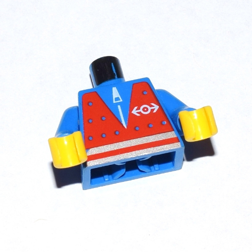 Torso Vest, Red with Train Logo Print, Blue Arms, Yellow Hands Blue