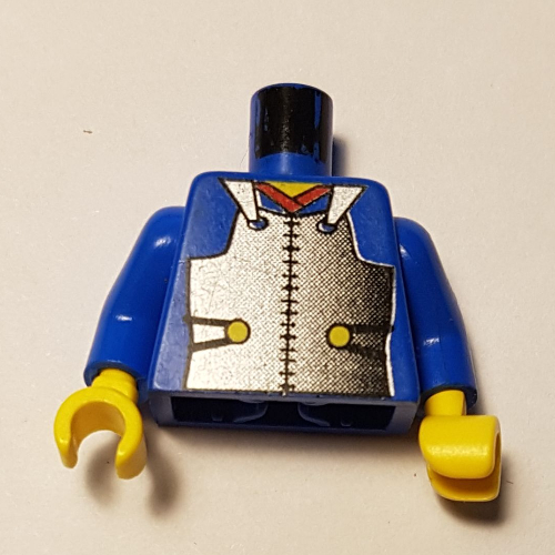 Torso Armor Plate, Red Collar Print (Samurai), Blue Arms, Yellow Hands Blau