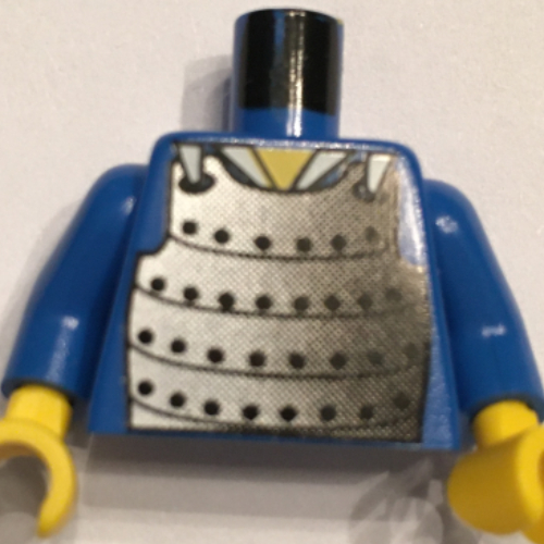Torso Armor Plate Mail Chest Plate Print, Blue Arms, Yellow Hands Blau