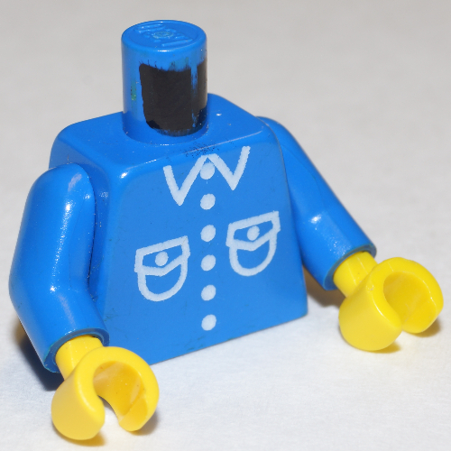 Torso Shirt, Patch Pocket Print, Blue Arms, Yellow Hands Blue