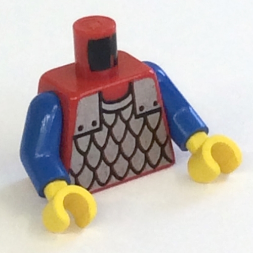 Torso Armor, Scale Mail Print, Blue Arms, Yellow Hands Red