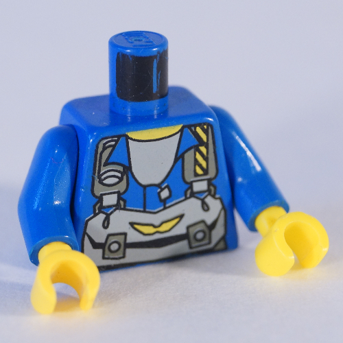 Torso Jumpsuit with Gray Straps and Pack Print (Jet), Blue Arms, Yellow Hands Blue