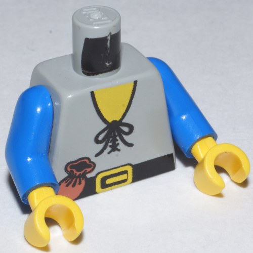 Torso Tunic with Tied Lace and Purse Print (Forestman), Blue Arms, Yellow Hands Hellgrau