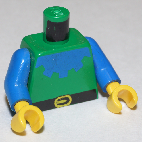 Torso Tunic, Blue Collar, Black Belt Print (Forestman), Blue Arms, Yellow Hands Green