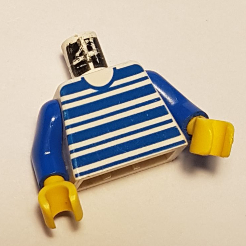 Torso Horizontal Blue Stripes Print, Blue Arms, Yellow Hands White