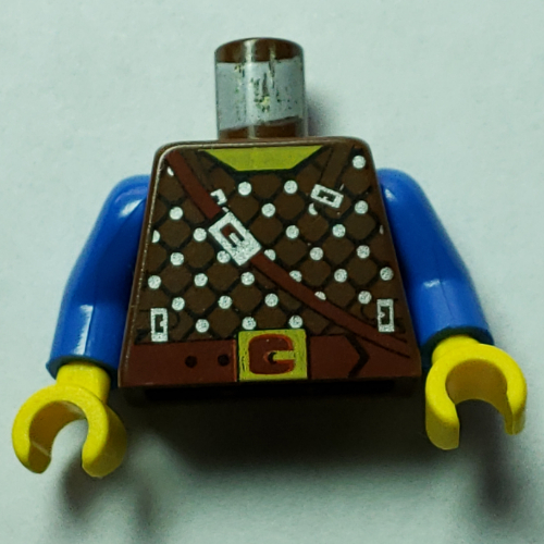 Torso Armor with Studs and Brown Crossbelt Print, Blue Arms, Yellow Hands Brown