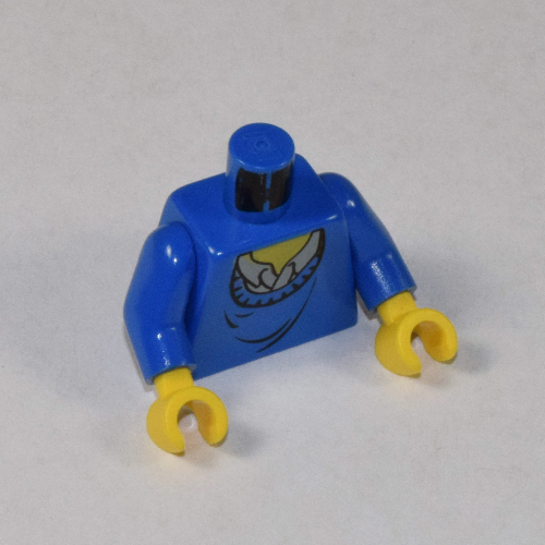 Torso Sweater with Shirt Collar and Yellow Neck Print, Blue Arms, Yellow Hands Blue