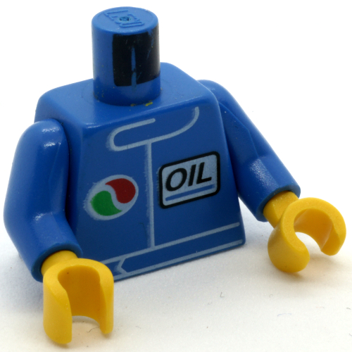 Torso Racing Jacket with Octan Logo and Italic 'OIL' Print, Blue Arms, Yellow Hands Blau