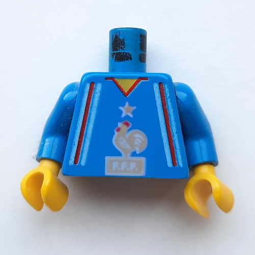 Torso Soccer Jersey, French Team with Rooster Logo Print, Blue Arms, Yellow Hands Blau