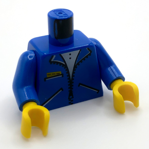 Torso Jacket with Zipper and 3 Pockets Print, Blue Arms, Yellow Hands Blau