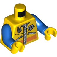 Torso Wet Suit with Coast Guard Logo, Zippers and Radio Print, Blue Arms, Yellow Hands Gelb