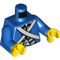 Torso Jacket, White Cross Straps Print (Bluecoat Soldier), Blue Arms, Yellow Hands Blue