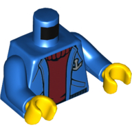 Torso Jacket with Anchor, Open over Dark Red Sweater Print, Blue Arms, Yellow Hands Blau
