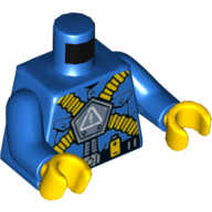 Torso Shirt with Pockets, Harness with Yellow Tubes, Black Belt with Yellow Battery Print, Blue Arms, Yellow Hands Blue