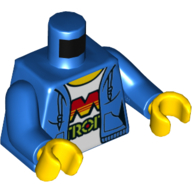 Torso Hoodie, Pockets, Laces, MTron Logo on Shirt Print, Blue Arms, Yellow Hands Blue