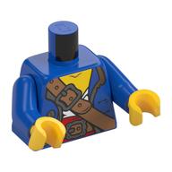 Torso Jacket, White and Red Undershirt, Shoulder Strap with Buckle, and Belt Print, Blue Arms, Yellow Hands Blue