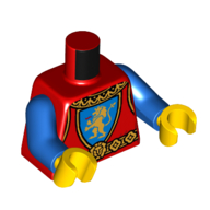 Torso Armor, Gold Lion on Blue Field Crest, Gold Collar, Belt print, Blue Arms, Yellow Hands Red