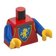Torso Armor, Gold Lion on Blue Field Crest, Chainmail print, Blue Arms, Yellow Hands Red