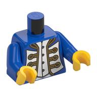Torso Jacket, White/Gold Decoration Print (Bluecoat Admiral), Blue Arms, Yellow Hands Blue