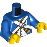 Torso Jacket, White Cross Straps Print (Bluecoat Soldier), Blue Arms, Yellow Hands - New Version Blau
