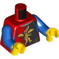 Torso, Knight Armor, Red/Blue Panel, Gold Dragon print, Blue Arms, Yellow Hands Rot