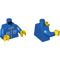 Torso Shirt, Patch Pocket Print (New Version), Blue Arms, Yellow Hands Blau
