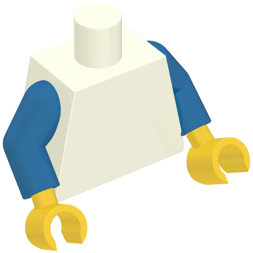 Torso 'PEOPLE'S SQUARE 2 YEAR ANNIVERSARY' / LEGO Logo Back Print, White Arms, Yellow Hands Weiß