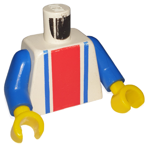 Torso Vertical Striped Red/Blue Print, Blue Arms, Yellow Hands White