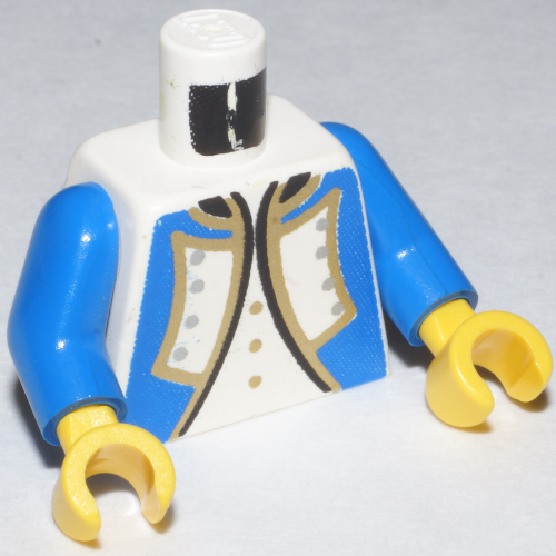 Torso Jacket with Blue Sides, Gold Trim and Buttons Print (Imperial Soldier Officer), Blue Arms, Yellow Hands Weiß