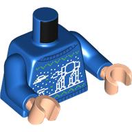 Torso Sweater with Pixelated Hoth, AT-AT (Ugly Christmas Sweater) Print, Blue Arms, Light Nougat Hands Blau